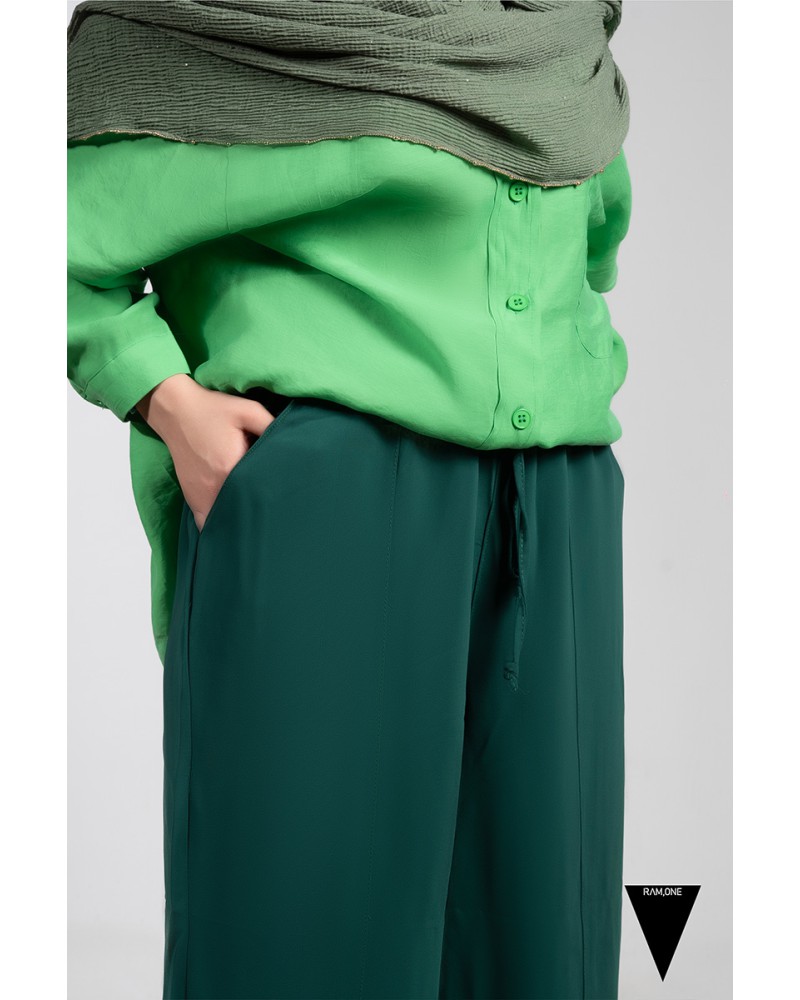 شلوار کرپ خمره ای زنانه سبز